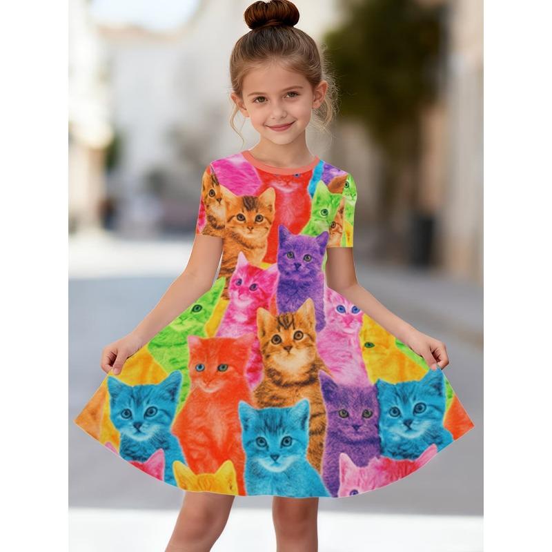

Easter Girls 3D Floral Graphic Dress Short Sleeve Summer Spring Vacation 110