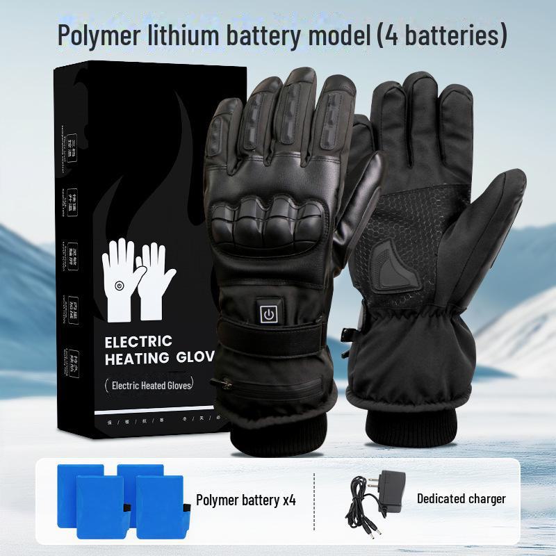 3.7V Electric Heated Winter Cycling Gloves - Thick, Windproof, and Warm.