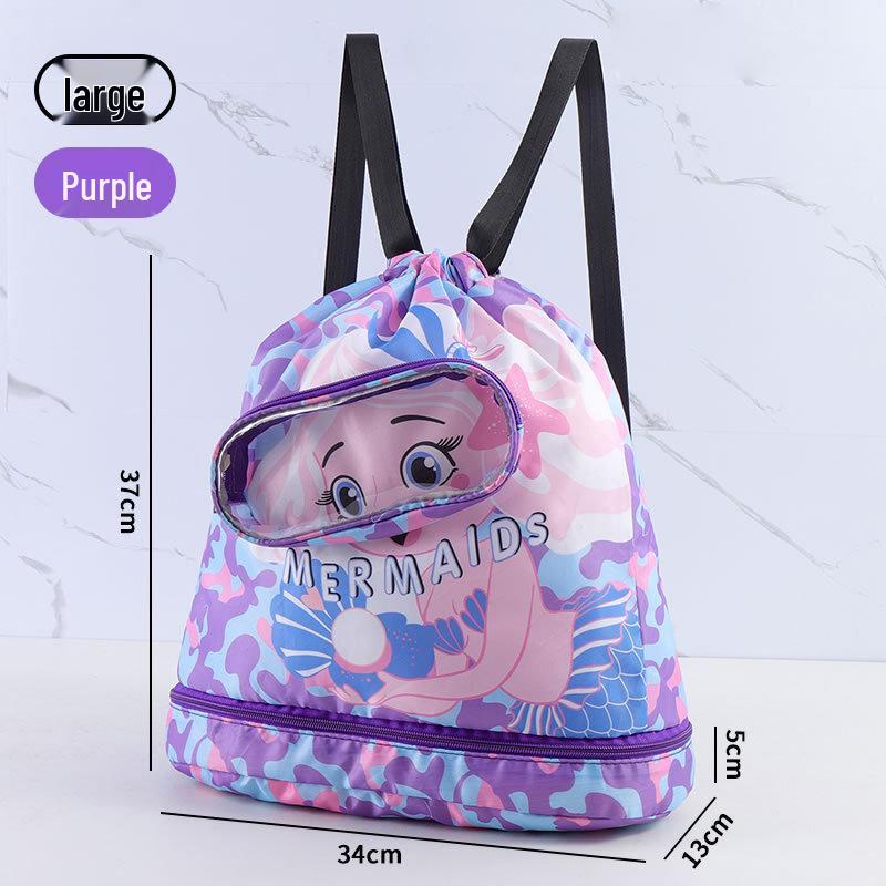 Large Capacity Cartoon Mermaid Dry Wet Separation Travel Swim Bag