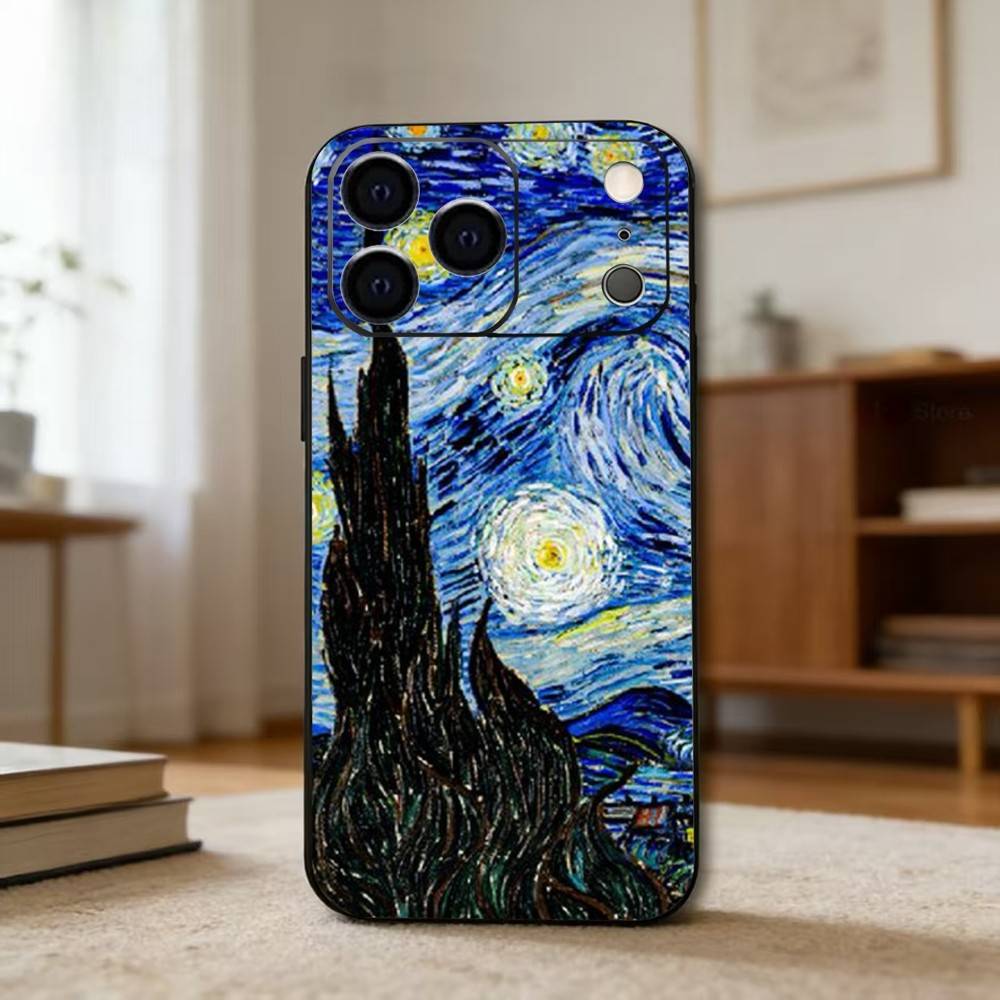 R-Retro V-Van G-Gogh O-Oil P-Painting Phone Case For iPhone 17,16,15,14,13,12,11 Plus,Pro Max,XS,Soft Silicone Black Cover