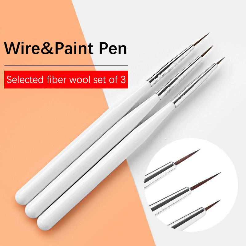 3Pcs/Set Acrylic French Stripe Nail Art Line Painting Pen 3D Tips Manicure Slim Line Drawing Pen Uv Gel Brushes Painting Tools