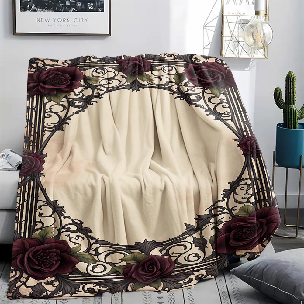 Couverture en flanelle imprimée avec des motifs vintage et magnifiques, Haute qualité, Confortable pour toutes les saisons, Décoration intérieure, Chaleur et confort, Parfait pour les cadeaux de Noël