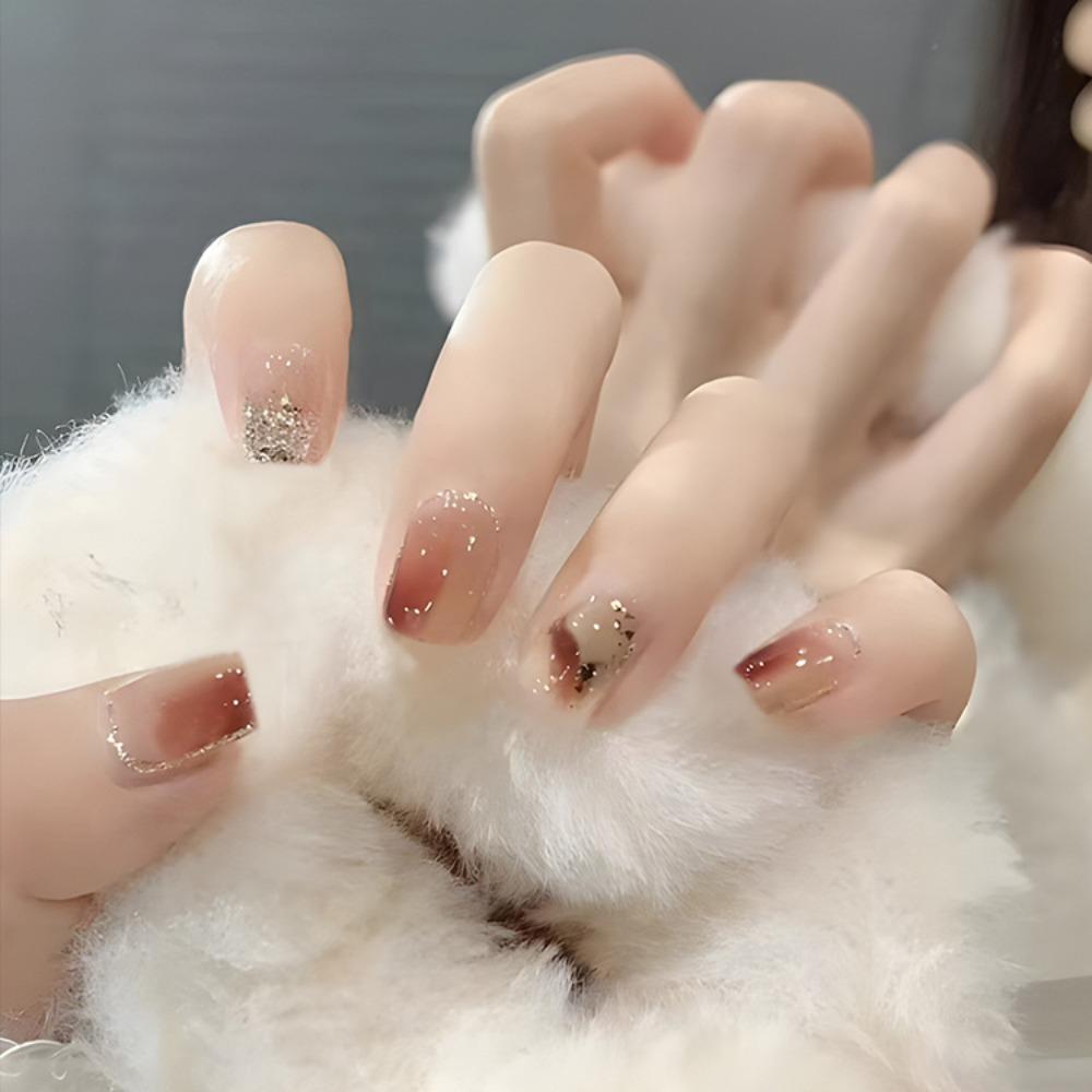 With Glue Fake Nails Gradients Nail Tips Waterproof French False Nails  for Women and Girls