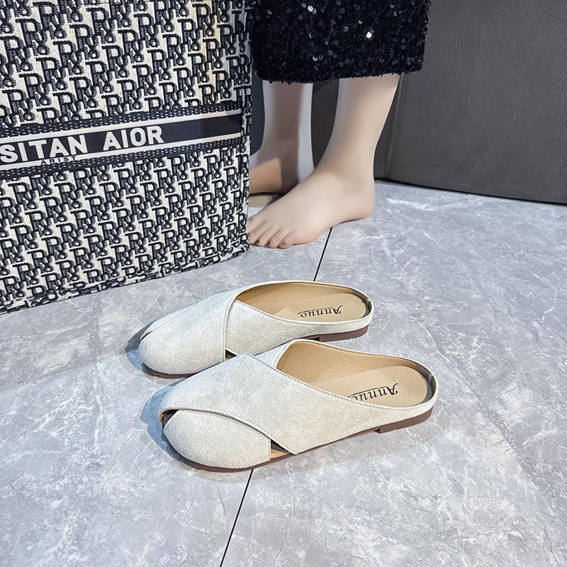 Baotou Half Slippers Women's Outer Wear 2025 New Summer Flat-bottomed Lazy One-pedal Soft-soled Birkencool Slippers
