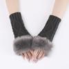 Diamond Shaped Short Gloves for Women Knitted Warm Half-finger Arm Sleeves