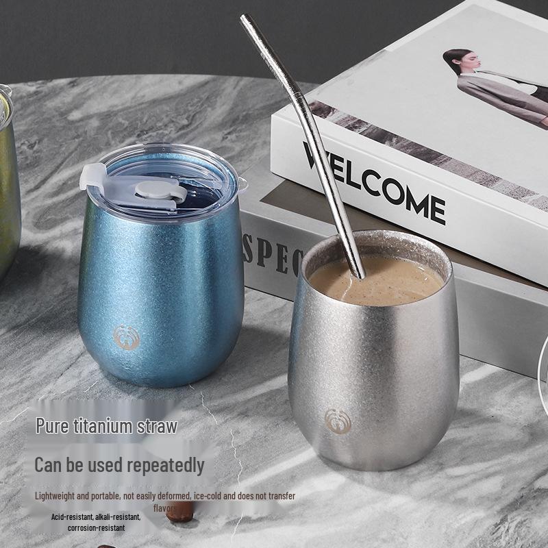 Pure Titanium Double-Layer Coffee Cup: Stylish, Portable, and High-Quality for Home or Outdoor Use.