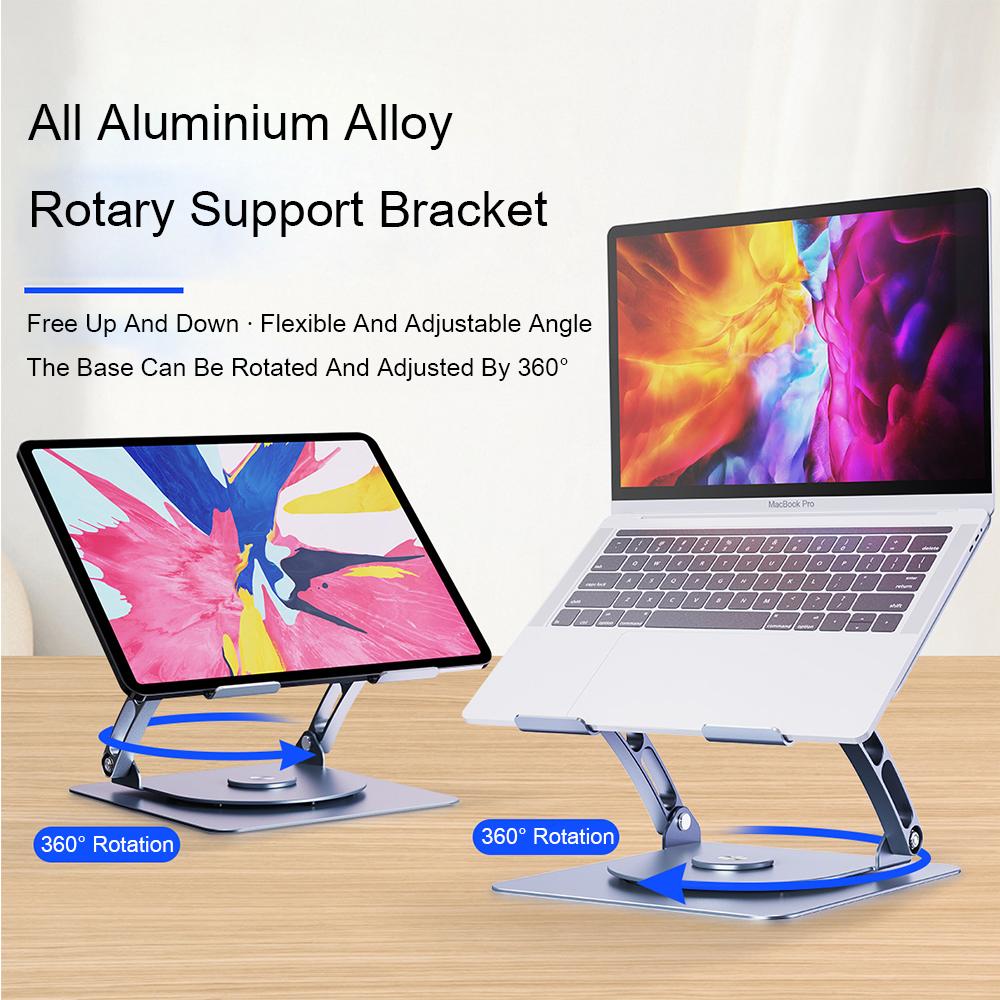 

Подставка для ноутбука. Поворотный на 360 ° держатель для ноутбука. Подъемная настольная подставка. Подставка из алюминиевого сплава. Совместима с ноутбуками с диагональю 9,7–17,3 дюйма.