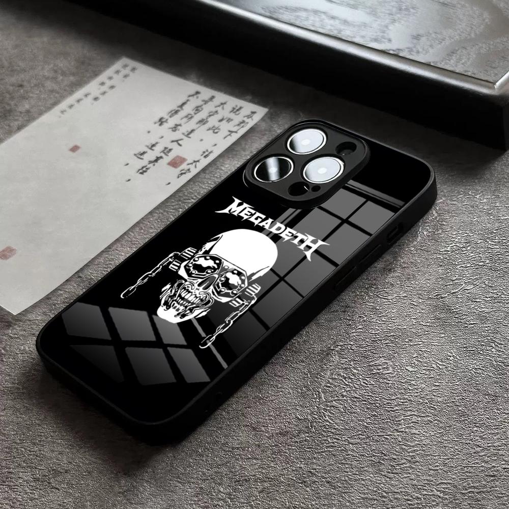 Rock Band M-Megadeth Phone Case For 17 Pro Max IPhone 16 Pro 15 12 11 13 Mini X XR XS 14 Plus SE Glass Cover