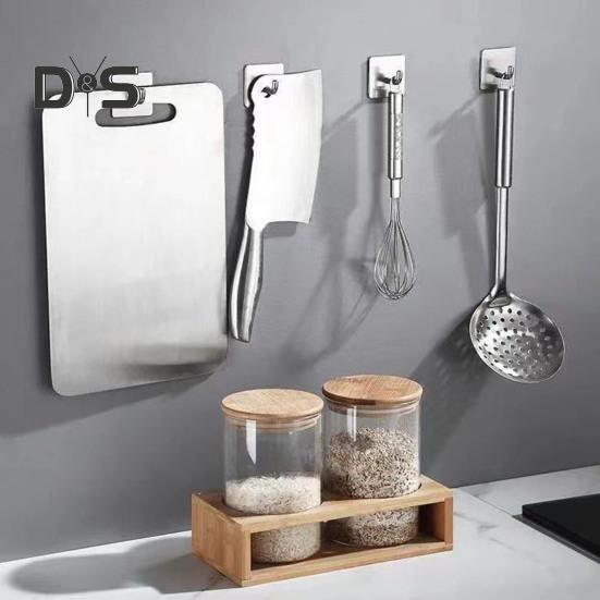 6st Väggförvaringskrokar Starka bärande stansfri Enkel installation Självhäftande krokar i rostfritt stål