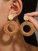Summer Flower Earrings For Women Dopamine Vacation Style Exaggerated Starfish Earrings Hand Woven Lafite Grass Earrings For Women