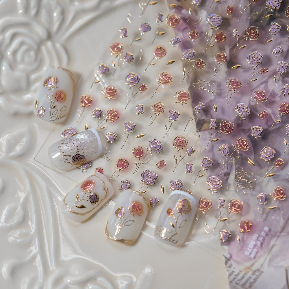 Rose Flower Nail Art Stickers Lace Nail Decals Cute Manicure Decal  DIY Nails