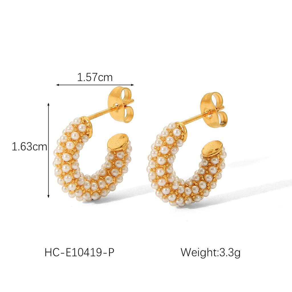 Bestseller C-förmige Edelstahl-Ohrringe für Damen, Perlenstecker, modischer eleganter High-End-Titanstahl-Ohrschmuck