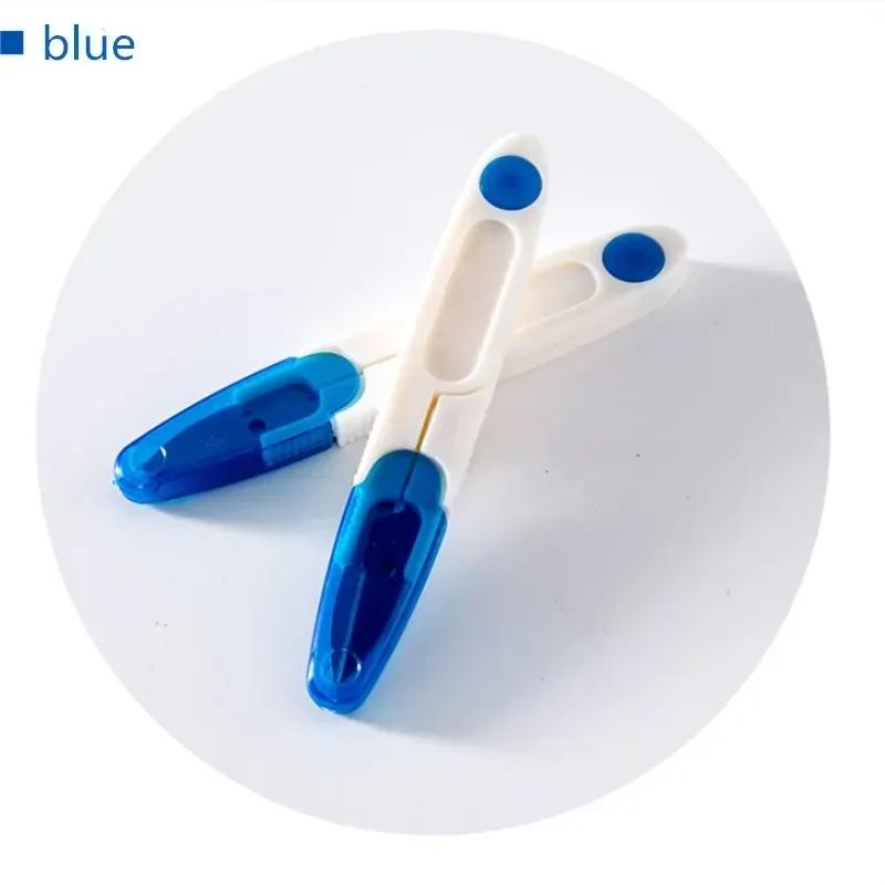 

1 шт. U-образные ножницы с пластиковой ручкой и защитным чехлом для швейных ножниц, нитки для вышивки крестом, резак для вышивки крестом, инструменты для самостоятельной сборки синий