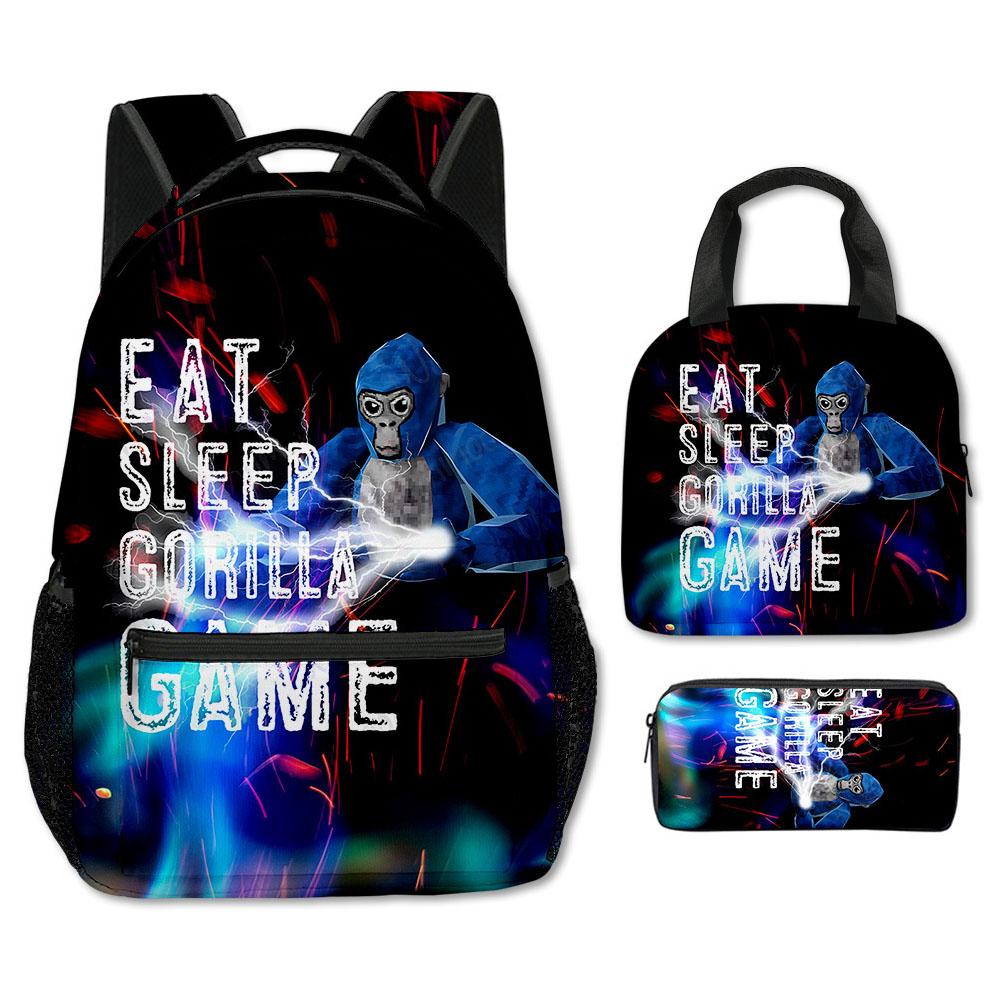 Fashion Novelty Cool Novelty Gorilla tag 3D Print 3pcs/Set Student School Bags Laptop Backpack Crossbody Lunch bag Pencil Case