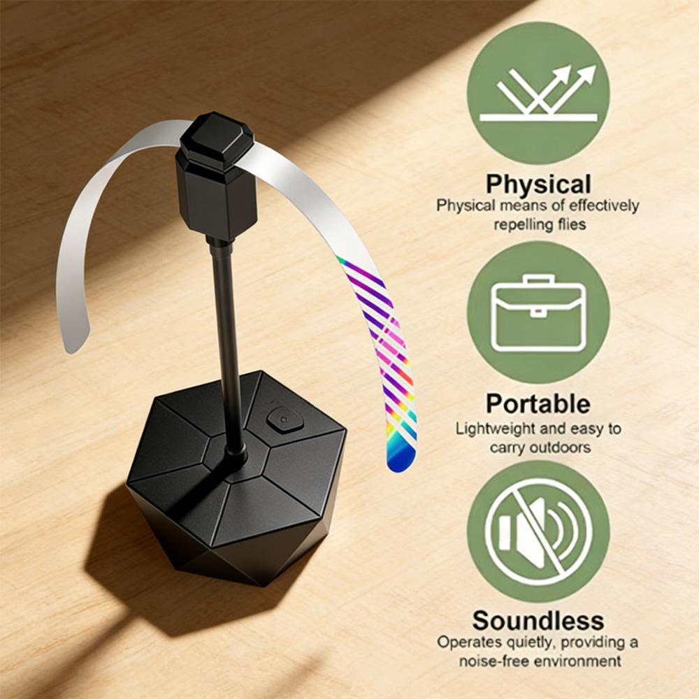 USB Rechargeable Retractable Fly Repellent Fan: Portable Outdoor Bug Zapper for Patio & Camping (Battery Powered)