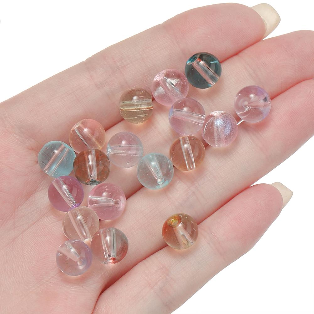 30/50pcs 8mm Transparent Double Color Jelly Glass Bead Round Spacer Loose Bead for DIY Bracelet Necklace Jewelry Making Supplies
