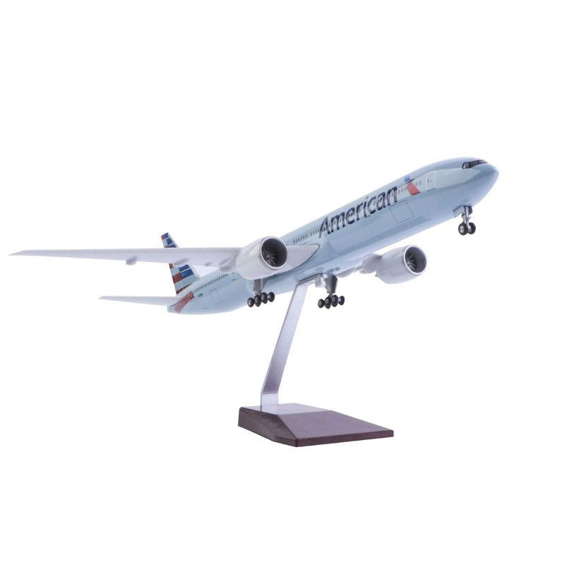 

1:157 Масштаб 47см B777 Літак American Airlines Модель літака зі світлом та колесами Смола Літак Колекція Дисплей Прикраса No light