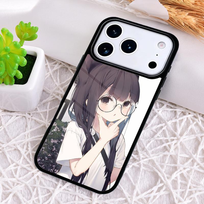 Anime Cat Girl Phone Case for iPhone 17 Air 16 15 11 12 14 13 Pro Max Shockproof Cover