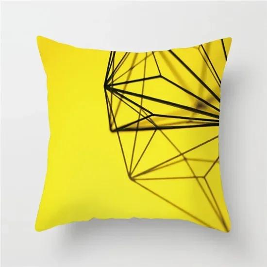 Geometric Cushion Covers Yellow Plaid Stripes Print Pillow Case For Home Chair Sofa Decoration Pillowcases 45cm*45cm