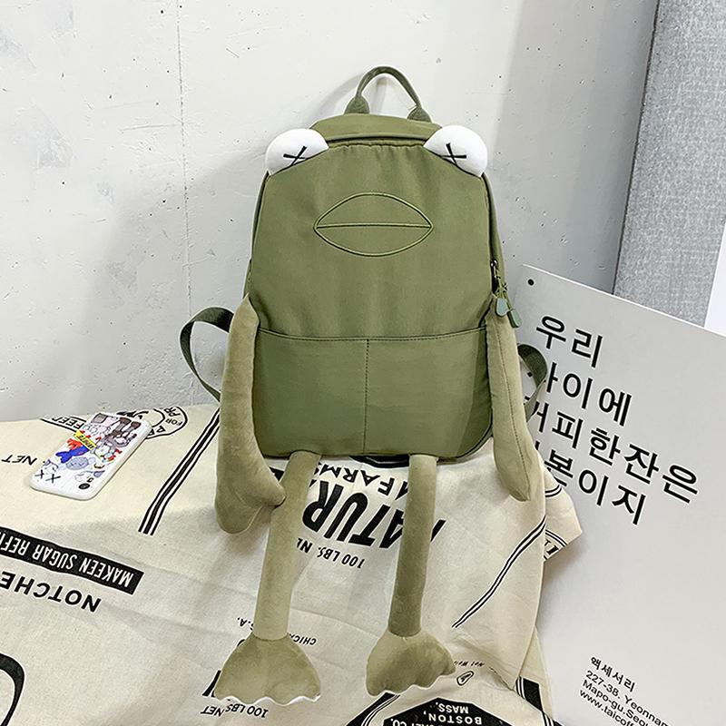 Cute Frog Backpack College Student Personalized Large Capacity Book Storager Cartoon School Bag