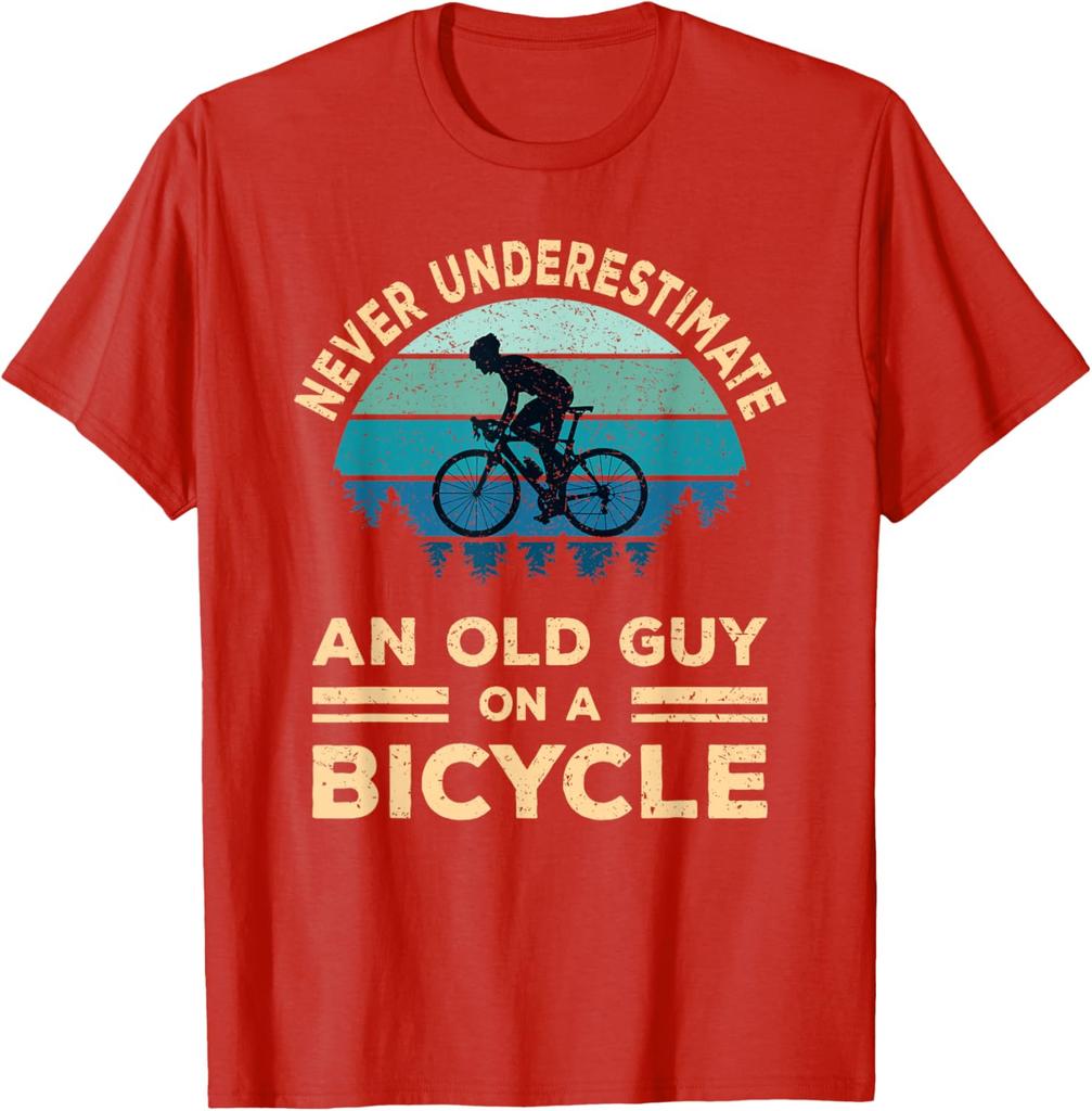 Never Underestimate an Old Guy On A Bicycle Cycling Bike Men TShirt Graphic Tee Breathable Short Sleeve TShirt for Men