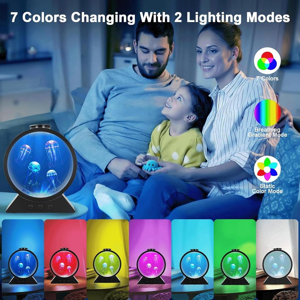 Jellyfish Lamp,USB Inserted Jelly Fish Light Lamp,Jellyfish Tank Aquarium Night Mood Light with Adjustable Flow Rate and Timing for Home Office Living