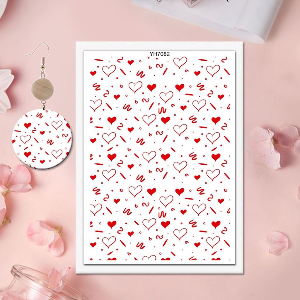 Clay Transfer Paper Valentine Love Heart Clay Transfer Paper Water Soluble Transfer Paper for Clay Earrings Making