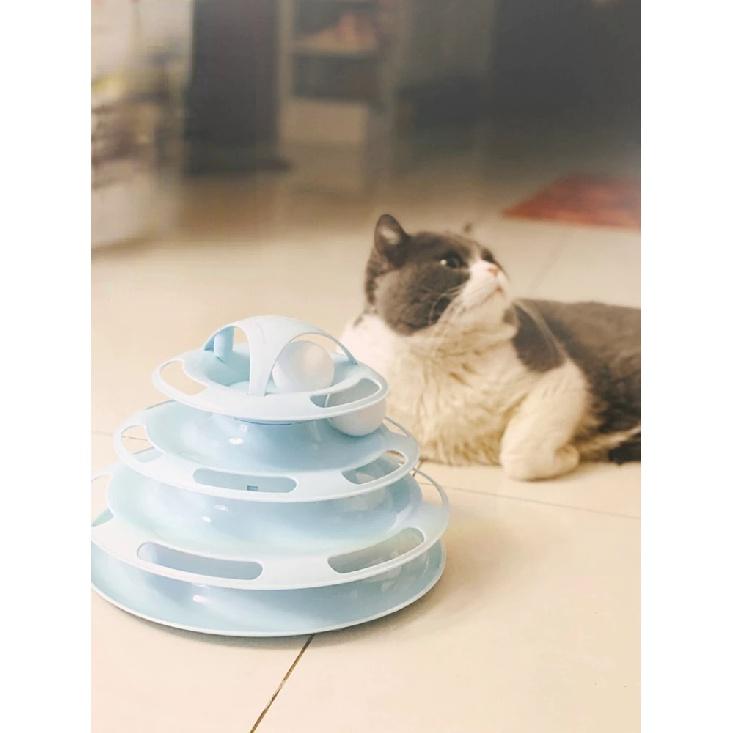 4 Levels Cat Disc Toys Training Amusement Plate Interactive Tower Tracks Cat Intelligence Curious Ball Quadruple Disc Tumble