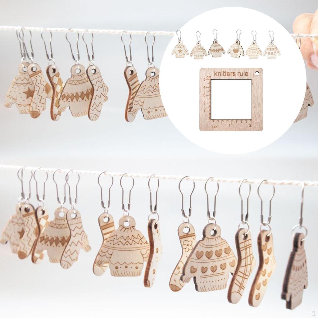 -Stitch Marker, Crochet Craft, Durable, Smooth, Woven, Buckle, Knitting Gauge, Ruler for