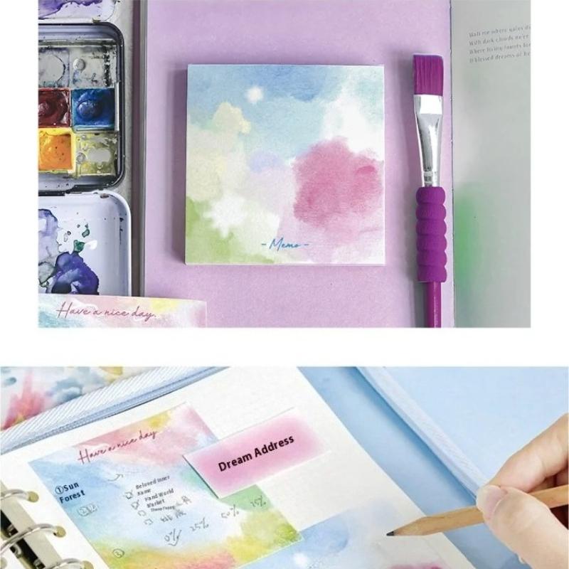 100 Sheets Romantic Illusion Gradient High Aesthetic Value Sticky Notes Ins Non-Sticky Memo Paper Notebook Writing Pad Material