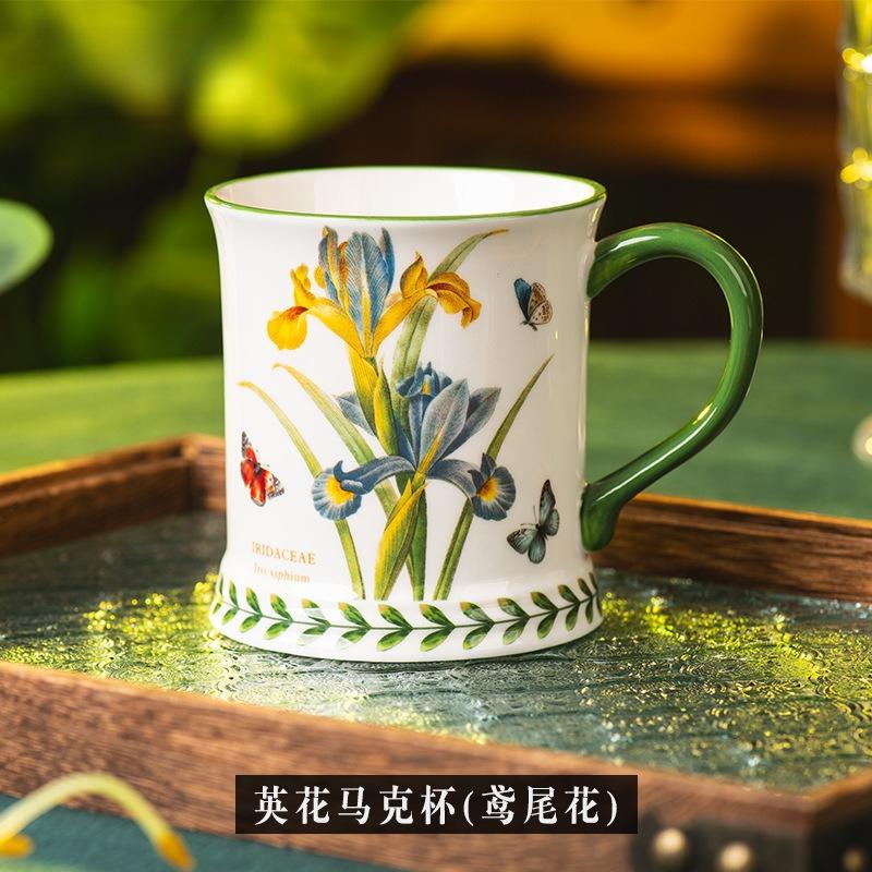 Pastoral Ceramic Coffee Cup Hand Painted Floral Teacup Creative High Temperature Resistant Household Office Breakfast Milk Cup