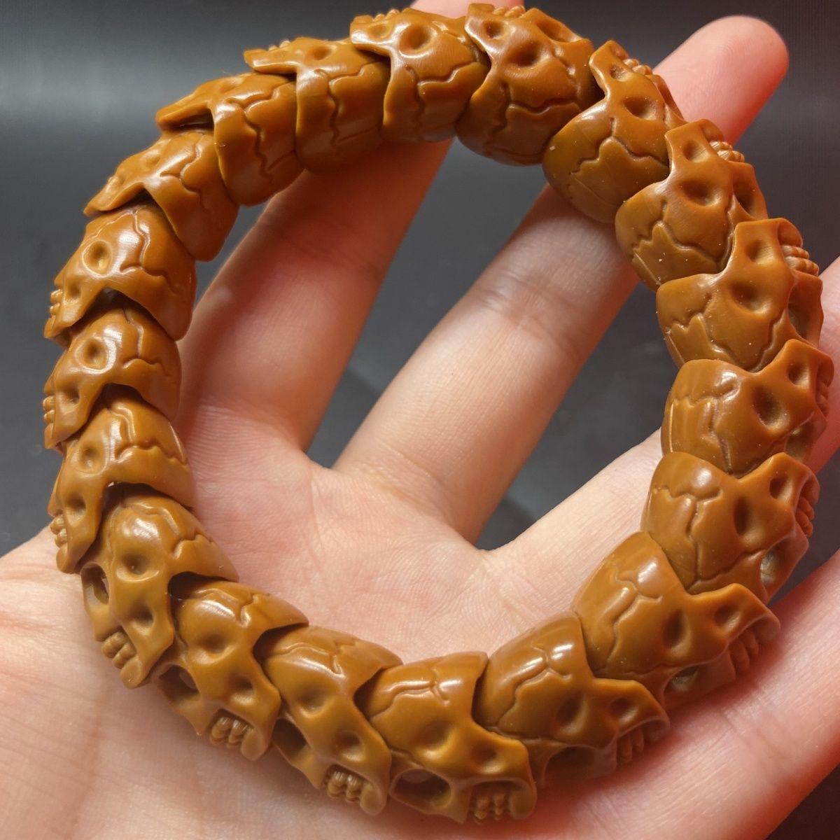 

Бутик-браслет с черепом и гравировкой оливкового сердечника, властный браслет с ручной резьбой 10mm