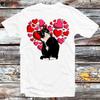 Tuxedo Black Cat Valentine Heart Cute T Shirt B1140