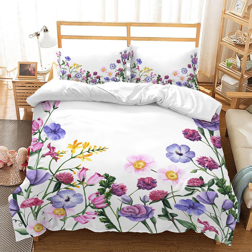 Home Textile Bed Three-Piece Flower Flower Digital Printing Quilt Cover