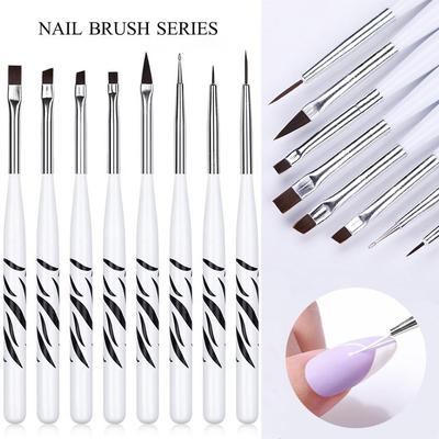 8 PCS Zebra Pattern Nail Brush Set Nail Art Tools Multifunction French Stripes Lines Liner Painting Pen Dotting Nails Manicure
