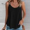 Lady Camisole Women Summer Vest Round Neck Sleeveless Hollow Out Double Straps Loose Top Daily Wear Solid Color Shirring Female Clothes