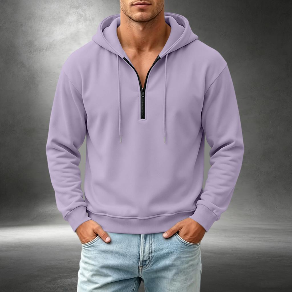Men's Casual Quarter-Zip Hooded Sweatshirt for Everyday Wear