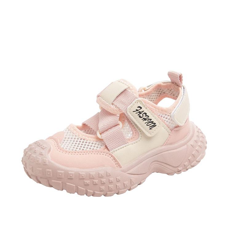 Girls' summer sports sandals 2025 new breathable hollow mesh shoes children's non-slip tire soles