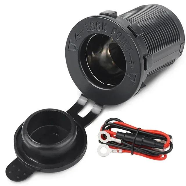 Car Cigarette Lighter Socket 12V 24V Waterproof Plug Power Outlet Adapter for Marine Boat Motorcycle Truck RV ATV with 60CM Wire