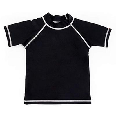 Teddy Kids' Rash Guard, Boys and Girls, Short Sleeve T-Shirt, Amphibious, Sun Protection, Kids392 (Black, Size 130cm)