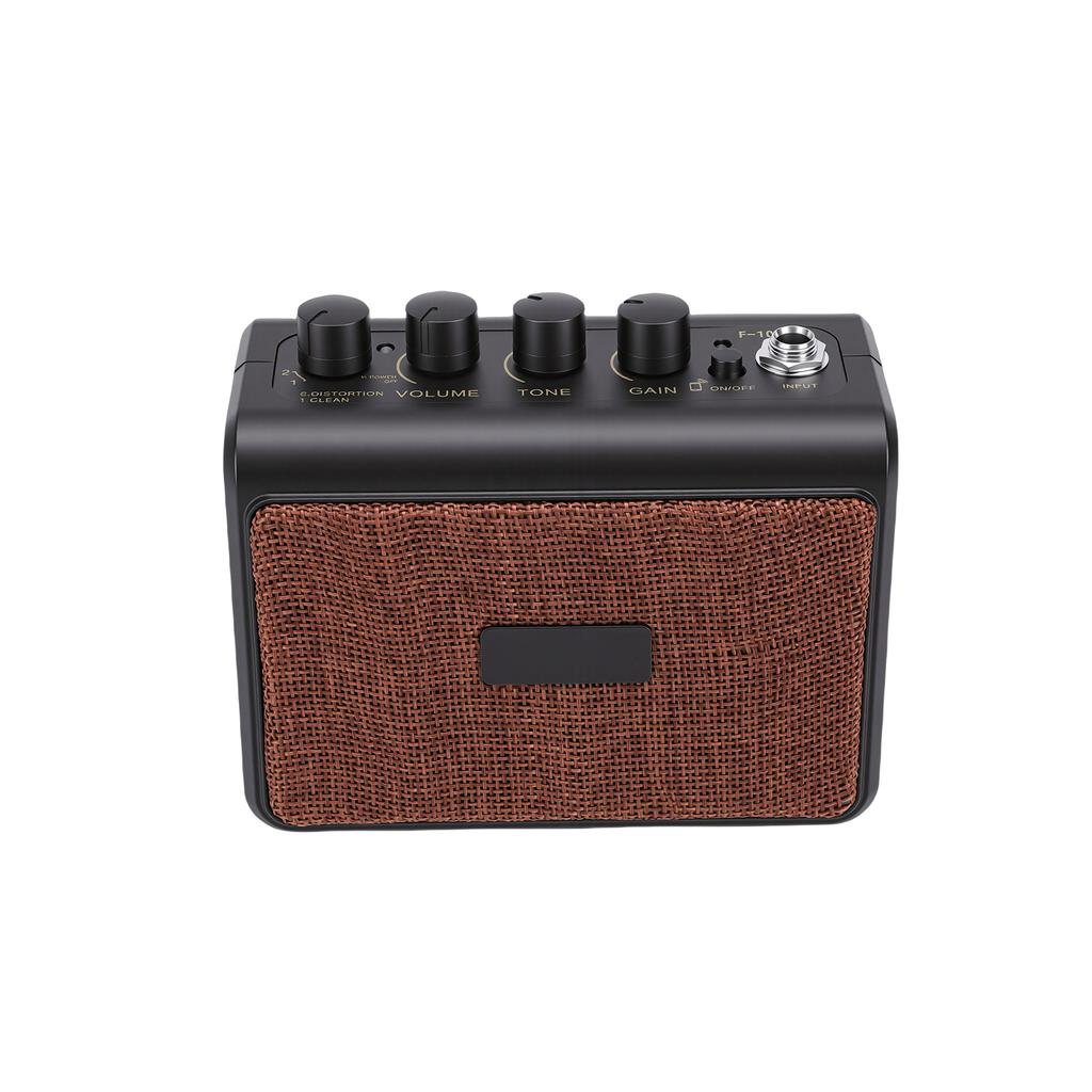 Portable Guitar Amp 10W BT Speaker 2 Clean Distortion Channels AUX Input Headphone Jack Rechargeable Silent for Outdoor