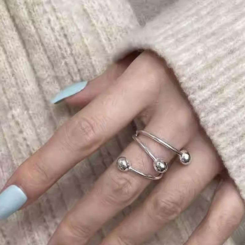 Copper Rings For Women Geometric Fine Jewelry Finger Adjustable Simple Dots Ring For Party Birthday Gift