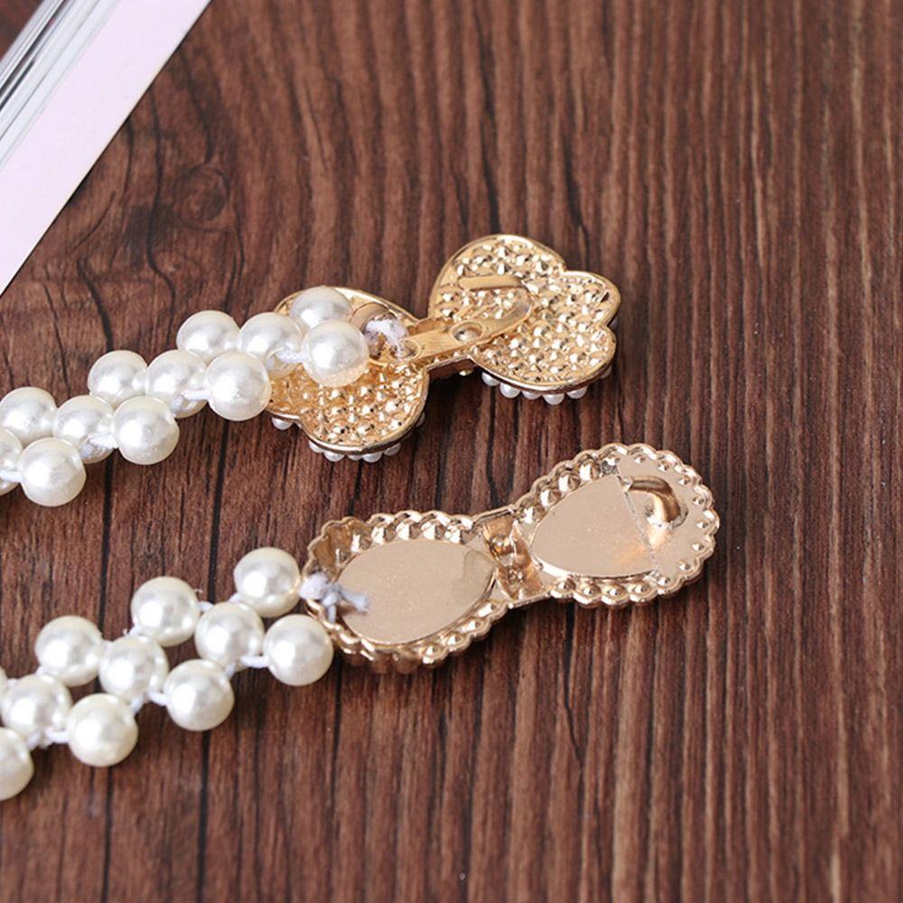 Ladies' Elastic Rhinestone Waist Chain Thin Drawstring Belt Fashion Pearl Waist Belt  For Women