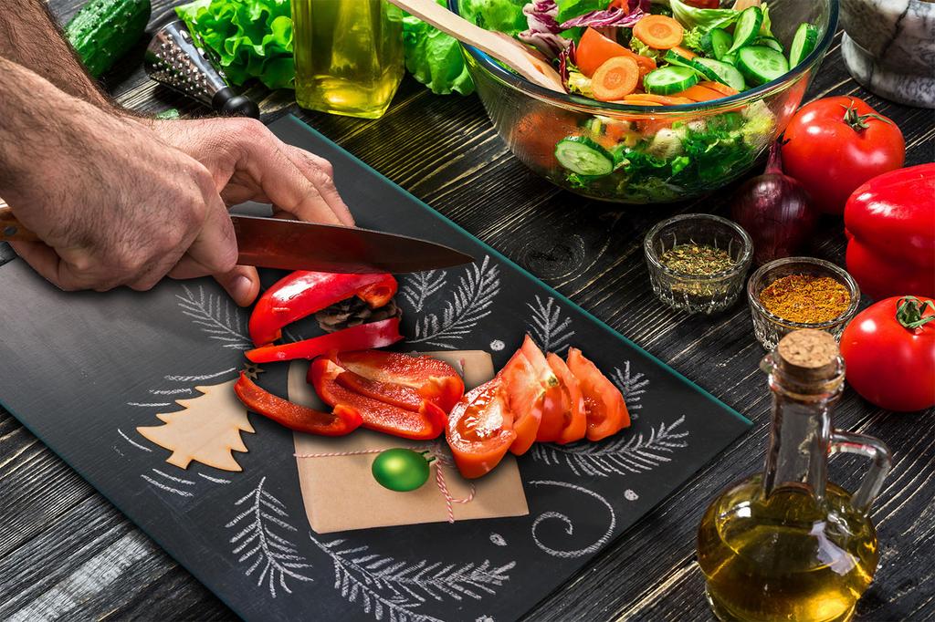 GLASS CUTTING BOARD 52x40 CHRISTMAS