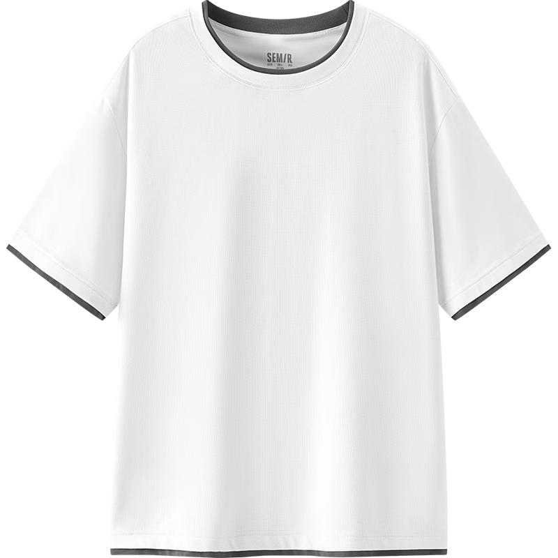 Semir Men s Summer Textured Waffle Knit Faux Two-Piece Short Sleeve T-Shirt 2XL