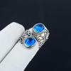 Blue Topaz Adjustable 925 Sterling Silver Ring - Fits US Sizes 6 To 10 - Blue Topaz Antique Handmade Boho Jewelry for Women & Men, Valentine Gifts