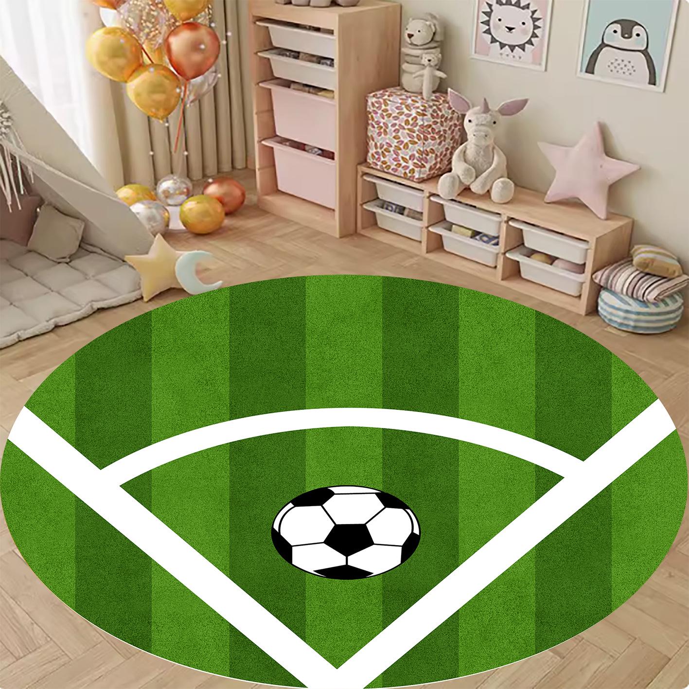 

Round Football Field Carpet for Bedroom, Study, and Office Chairs - Swivel Chair Mat or Drum Set Floor Rug Diameter 60 cm