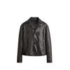 Men's lapel leather jacket, black minimalist short coat/retro tooling leather jacket men