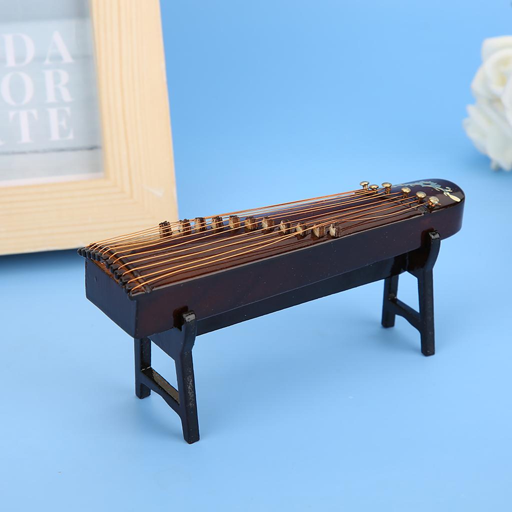Miniatyr Kinesisk Sitermodell Tre Musikkinstrumentmodell Skrivebordsdekorasjon Gaver 10cm
