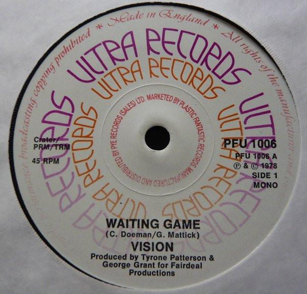 

7-дюймовая пластинка CONSTANTINE VISION WALKER - Waiting Game PFU1006 Ultra Records 1978 Великобритания Регги, Ска и Даб Б/У